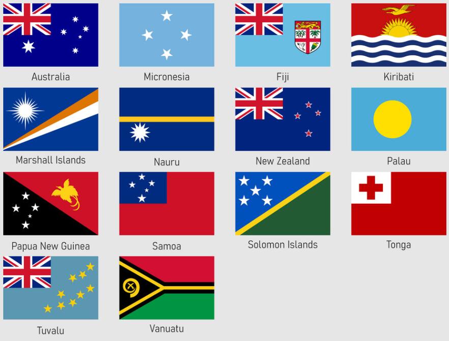 Oceania Countries Flags